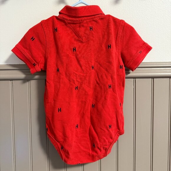 Tommy Hilfiger Short-Sleeve Onesie| 18M | Red Polo with Branding - Picture 2 of 2